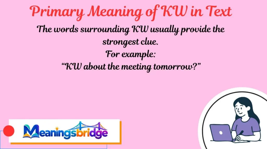 Primary Meaning of KW in Text