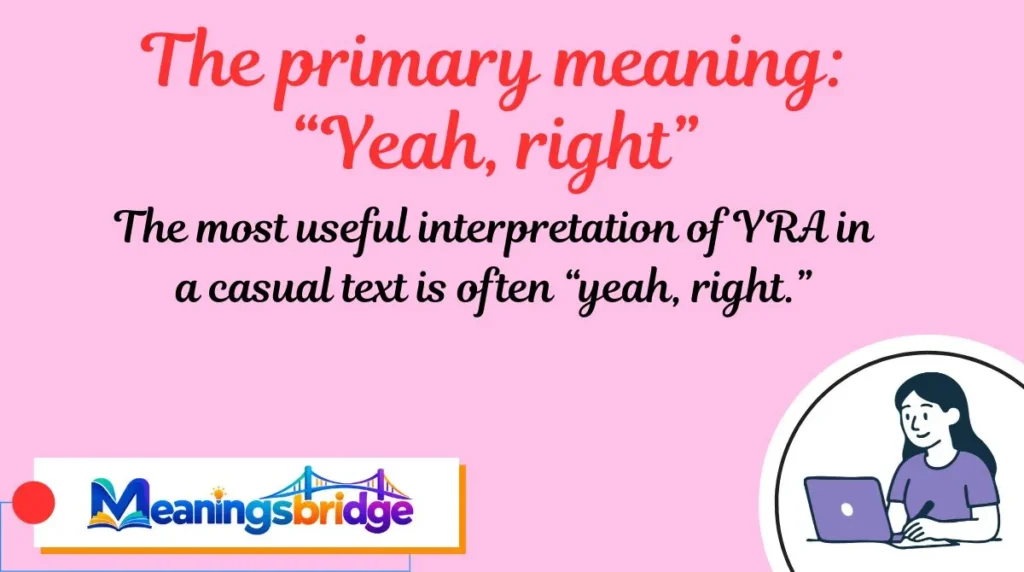 The primary meaning: “Yeah, right”